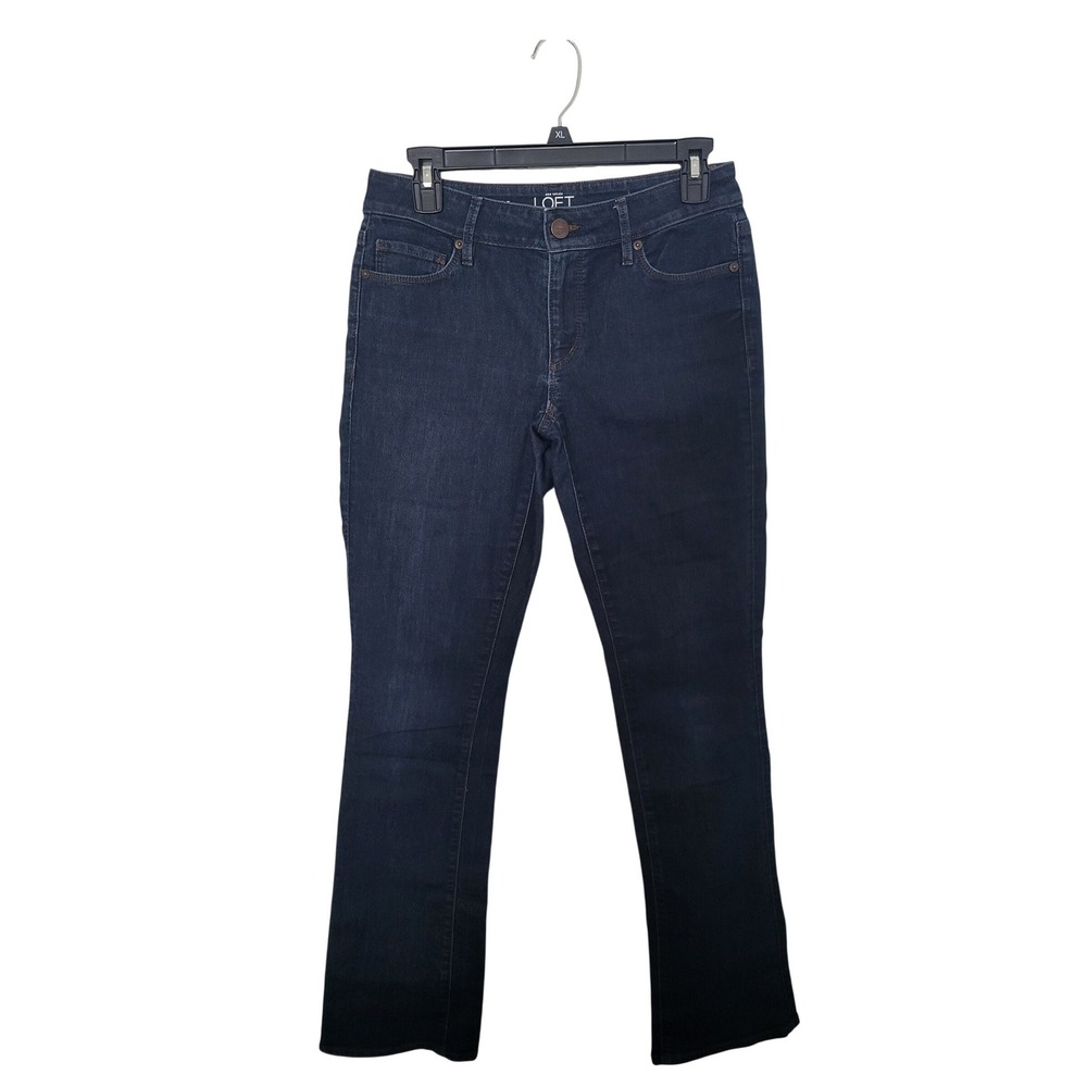 Ann Taylor LOFT Curvy Boot Jeans Womens 27 Dark Blue Denim Mid Rise Stretch